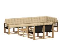 vidaXL Set di divani da esterno con cuscino 9 pcs Bianco e Beige, Divano Lounge da Giardino, Mobili Moderni per Esterni, Set Comodo per Terrazzo e Patio