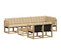 vidaXL Set di divani da esterno con cuscino 9 pcs Bianco e Beige, Divano Lounge da Giardino, Mobili Moderni per Esterni, Set Comodo per Terrazzo e Patio