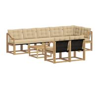 vidaXL Set di divani da esterno con cuscino 9 pcs Bianco e Beige, Divano Lounge da Giardino, Mobili Moderni per Esterni, Set Comodo per Terrazzo e Patio