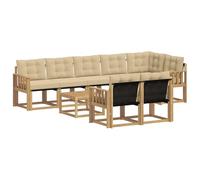 vidaXL Set di divani da esterno con cuscino 9 pcs Bianco e Beige, Divano Lounge da Giardino, Mobili Moderni per Esterni, Set Comodo per Terrazzo e Patio