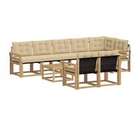 vidaXL Set di divani da esterno con cuscino 9 pcs Bianco e Beige, Divano Lounge da Giardino, Mobili Moderni per Esterni, Set Comodo per Terrazzo e Patio