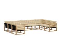 vidaXL Set di divani da esterno con cuscino 9 pcs Bianco e Beige, Divano moderno da esterno, set salotto resistente, arredo giardino, seduta per terrazza, lounge in patio
