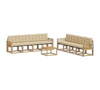 vidaXL Set di divani da esterno con cuscino 9 pcs Bianco e Beige, Mobili da Giardino, Divano Sezionale Moderno, Set Lounge per Patio, Comfort e Stile per il Tuo Spazio Esterno