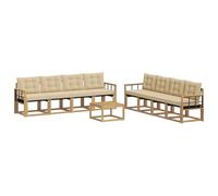vidaXL Set di divani da esterno con cuscino 9 pcs Bianco e Beige, Mobili da Giardino, Divano Sezionale Moderno, Set Lounge per Patio, Comfort e Stile per il Tuo Spazio Esterno