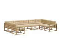 vidaXL Set di divani da esterno con cuscino 9 pcs Bianco e Beige, Mobili da giardino moderni, set divano accogliente, zona lounge, posti a sedere per esterni