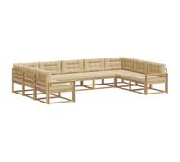 vidaXL Set di divani da esterno con cuscino 9 pcs Bianco e Beige, Mobili da giardino moderni, set divano accogliente, zona lounge, posti a sedere per esterni
