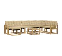 vidaXL Set di divani da esterno con cuscino 9 pcs Bianco e Beige, Set di divani da giardino moderni, lounge all'aperto, mobili impermeabili, divano perfetto per il patio