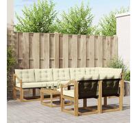 vidaXL Set di divani da esterno con cuscino 9 pcs Bianco e Crema, Divano Lounge da Giardino, Mobili Moderni per Esterni, Set Comodo per Terrazzo e Patio