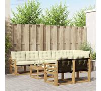 vidaXL Set di divani da esterno con cuscino 9 pcs Bianco e Crema, Divano Lounge da Giardino, Mobili Moderni per Esterni, Set Comodo per Terrazzo e Patio