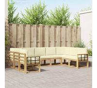 vidaXL Set divano da esterno con cuscino 9 pezzi bianco e crema, Divani da giardino moderni, mobili da giardino resistenti alle intemperie, mobili da salotto in legno di acacia, posti belli, bella