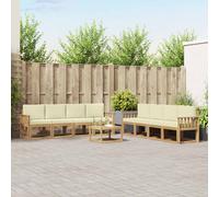 vidaXL Set di divani da esterno con cuscino 9 pcs Bianco e Crema, Set divano moderno per esterni, arredo giardino elegante, legno di acacia, confortevole lounge resistente al tempo