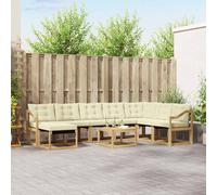vidaXL Set di divani da esterno con cuscino 9 pcs Bianco e Crema, Set di divani moderni per giardino, mobili lounge resistenti, zona piscina confortevole, esterno impeccabile