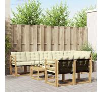vidaXL Set di divani da esterno con cuscino 9 pcs Bianco e Crema, Divano Lounge da Giardino, Mobili Moderni per Esterni, Set Comodo per Terrazzo e Patio
