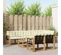 vidaXL Set di divani da esterno con cuscino 9 pcs Bianco e Crema, Divano Lounge da Giardino, Mobili Moderni per Esterni, Set Comodo per Terrazzo e Patio