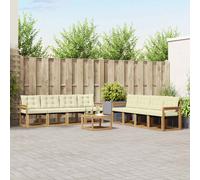 vidaXL Set di divani da esterno con cuscino 9 pcs Bianco e Crema, Divano moderno per esterni, set sezionale per un giardino comodo, arredo patio resistente, posti eleganti per la terrazza