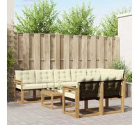 vidaXL Set di divani da esterno con cuscino 9 pcs Bianco e Crema, Divano Lounge da Giardino, Mobili Moderni per Esterni, Set Comodo per Terrazzo e Patio
