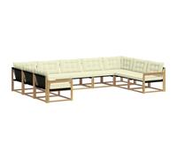 vidaXL Set di divani da esterno con cuscino 9 pcs Bianco e Crema, Divano da Giardino, Set di Mobili Moderno, Comodo Seduta per Patio, Spazio Esterno Elegante