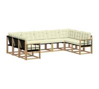 vidaXL Set di divani da esterno con cuscino 9 pcs Bianco e Crema, Divano da giardino, set moderno per esterni, comfort resistente, gruppo versatile per il terrazzo