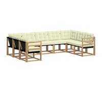 vidaXL Set di divani da esterno con cuscino 9 pcs Bianco e Crema, Divano da giardino, set moderno per esterni, comfort resistente, gruppo versatile per il terrazzo