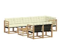 vidaXL Set di divani da esterno con cuscino 9 pcs Bianco e Crema, Divano Lounge da Giardino, Mobili Moderni per Esterni, Set Comodo per Terrazzo e Patio