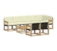 vidaXL Set di divani da esterno con cuscino 9 pcs Bianco e Crema, Divano Lounge da Giardino, Mobili Moderni per Esterni, Set Comodo per Terrazzo e Patio