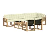 vidaXL Set di divani da esterno con cuscino 9 pcs Bianco e Crema, Divano Lounge da Giardino, Mobili Moderni per Esterni, Set Comodo per Terrazzo e Patio