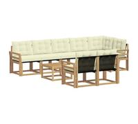 vidaXL Set di divani da esterno con cuscino 9 pcs Bianco e Crema, Divano Lounge da Giardino, Mobili Moderni per Esterni, Set Comodo per Terrazzo e Patio