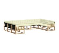 vidaXL Set di divani da esterno con cuscino 9 pcs Bianco e Crema, Divano moderno da esterno, set salotto resistente, arredo giardino, seduta per terrazza, lounge in patio