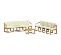 vidaXL Set di divani da esterno con cuscino 9 pcs Bianco e Crema, Mobili da Giardino, Divano Sezionale Moderno, Set Lounge per Patio, Comfort e Stile per il Tuo Spazio Esterno