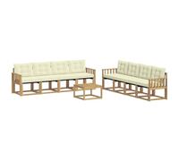 vidaXL Set di divani da esterno con cuscino 9 pcs Bianco e Crema, Mobili da Giardino, Divano Sezionale Moderno, Set Lounge per Patio, Comfort e Stile per il Tuo Spazio Esterno