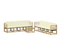 vidaXL Set di divani da esterno con cuscino 9 pcs Bianco e Crema, Mobili da Giardino, Divano Sezionale Moderno, Set Lounge per Patio, Comfort e Stile per il Tuo Spazio Esterno