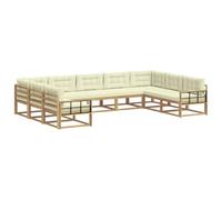vidaXL Set di divani da esterno con cuscino 9 pcs Bianco e Crema, Mobili da giardino moderni, set divano accogliente, zona lounge, posti a sedere per esterni