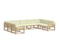 vidaXL Set di divani da esterno con cuscino 9 pcs Bianco e Crema, Mobili da giardino moderni, set divano accogliente, zona lounge, posti a sedere per esterni