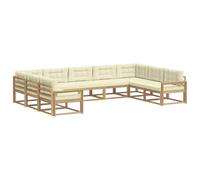 vidaXL Set di divani da esterno con cuscino 9 pcs Bianco e Crema, Mobili da giardino moderni, set divano accogliente, zona lounge, posti a sedere per esterni