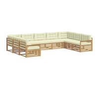 vidaXL Set di divani da esterno con cuscino 9 pcs Bianco e Crema, Mobilio da Giardino, Divano Moderno, Set Sezionale Resistente, Relax in Patio, Comfort per Vivere