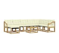 vidaXL Set di divani da esterno con cuscino 9 pcs Bianco e Crema, Set di divani da giardino moderni, lounge all'aperto, mobili impermeabili, divano perfetto per il patio