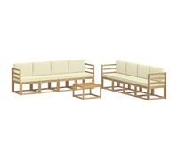 vidaXL Set di divani da esterno con cuscino 9 pcs Bianco e Crema, Set divano moderno per esterni, arredo giardino elegante, legno di acacia, confortevole lounge resistente al tempo