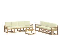 vidaXL Set di divani da esterno con cuscino 9 pcs Bianco e Crema, Set divano moderno per esterni, arredo giardino elegante, legno di acacia, confortevole lounge resistente al tempo