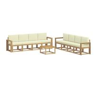 vidaXL Set di divani da esterno con cuscino 9 pcs Bianco e Crema, Set divano moderno per esterni, arredo giardino elegante, legno di acacia, confortevole lounge resistente al tempo