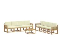 vidaXL Set di divani da esterno con cuscino 9 pcs Bianco e Crema, Set divano moderno per esterni, arredo giardino elegante, legno di acacia, confortevole lounge resistente al tempo