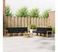 vidaXL Set di divani da esterno con cuscino 9 pcs Bianco e Nero, Divano moderno per esterni, set sezionale per un giardino comodo, arredo patio resistente, posti eleganti per la terrazza