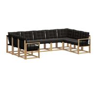 vidaXL Set di divani da esterno con cuscino 9 pcs Bianco e Nero, Divano da giardino, set moderno per esterni, comfort resistente, gruppo versatile per il terrazzo