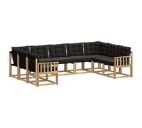 vidaXL Set di divani da esterno con cuscino 9 pcs Bianco e Nero, Divano da giardino, set moderno per esterni, comfort resistente, gruppo versatile per il terrazzo
