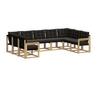 vidaXL Set di divani da esterno con cuscino 9 pcs Bianco e Nero, Divano da giardino, set moderno per esterni, comfort resistente, gruppo versatile per il terrazzo