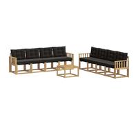 vidaXL Set di divani da esterno con cuscino 9 pcs Bianco e Nero, Divano moderno per esterni, set sezionale per un giardino comodo, arredo patio resistente, posti eleganti per la terrazza