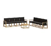 vidaXL Set di divani da esterno con cuscino 9 pcs Bianco e Nero, Divano moderno per esterni, set sezionale per un giardino comodo, arredo patio resistente, posti eleganti per la terrazza