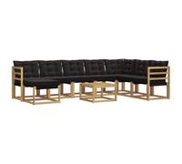 vidaXL Set di divani da esterno con cuscino 9 pcs Bianco e Nero, Set di divani da giardino moderni, lounge all'aperto, mobili impermeabili, divano perfetto per il patio