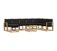 vidaXL Set di divani da esterno con cuscino 9 pcs Bianco e Nero, Set di divani da giardino moderni, lounge all'aperto, mobili impermeabili, divano perfetto per il patio