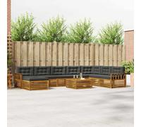 vidaXL Set di divani da esterno con cuscino 9 pcs Naturale e Antracite
