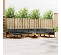 vidaXL Set di divani da esterno con cuscino 9 pcs Naturale e Antracite, Set Divano Esterno in Legno di Acacia, Lounge Moderna, Mobili da Giardino, Arredo Estivo, Comodi Posti a Sedere